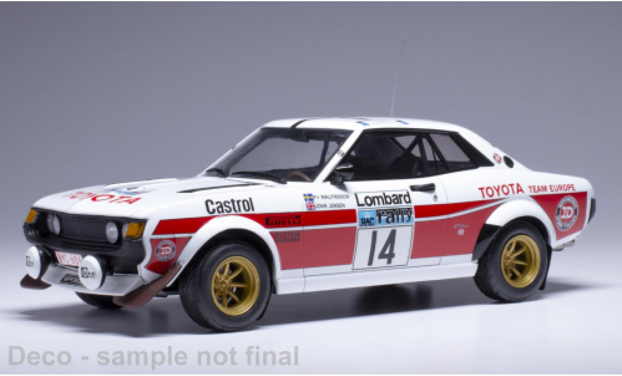 Toyota Celica 1/18 IXO 2000 GT (RA21) No.14 RAC Rally 1977 1:18 modellino in miniatura
