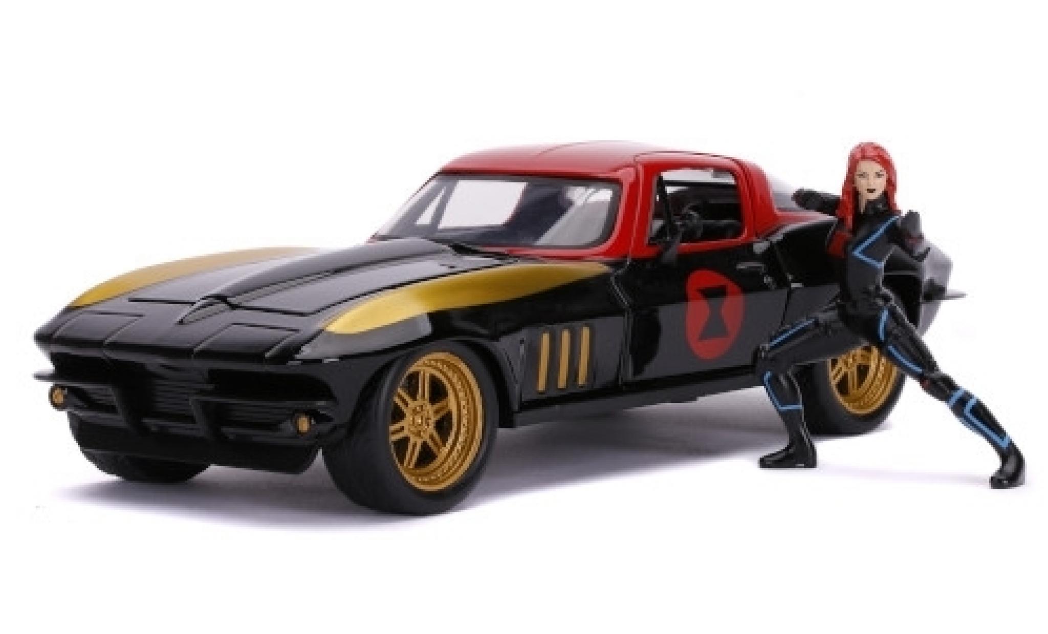 Chevrolet Corvette 1/24 Jada Toys C2 Tuning Marvel Avengers - Black Widow 1966 avec figurine modellino in miniatura