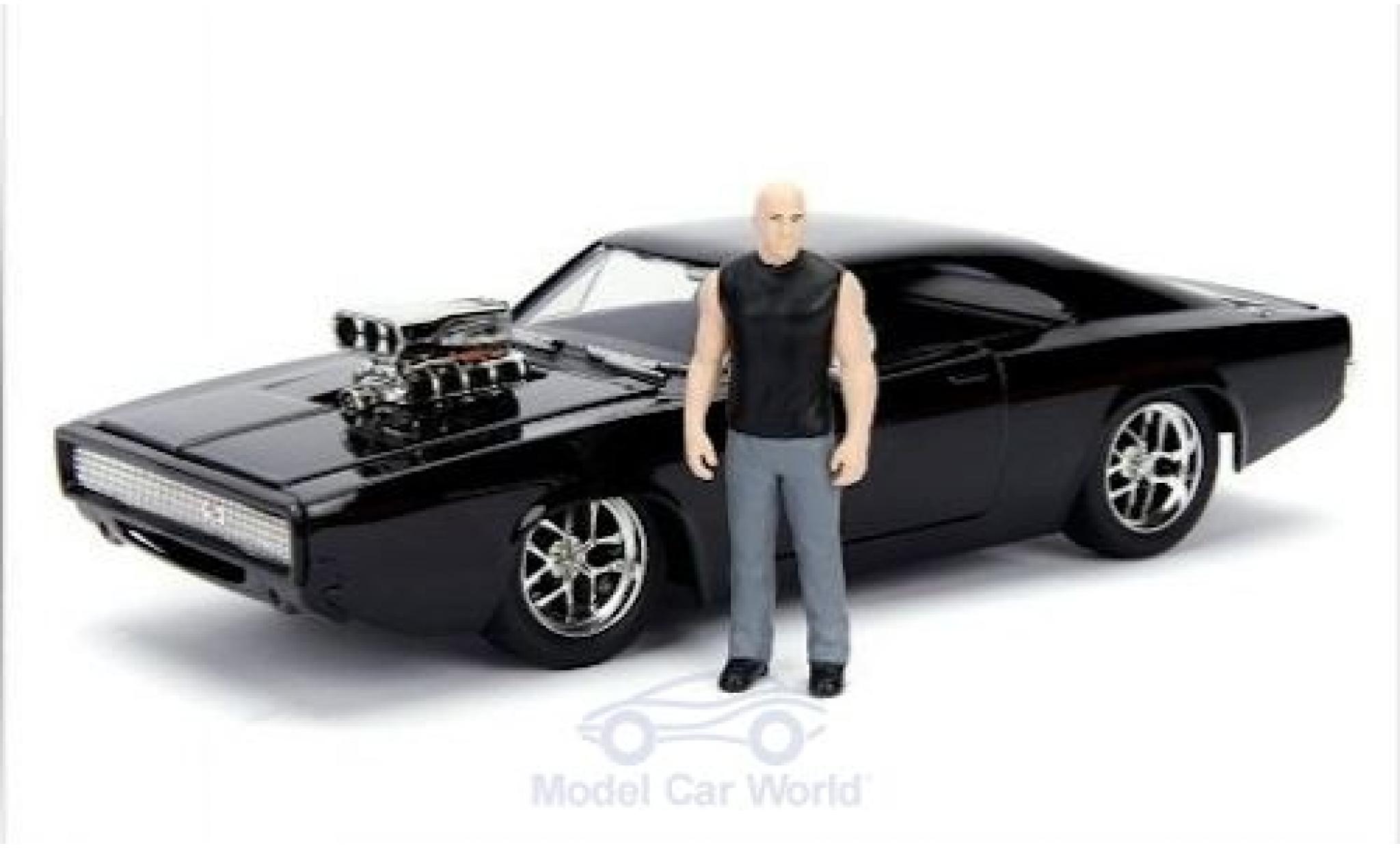 Dodge Charger 1/24 Jada Toys R/T Street nero Fast & Furious 1970 mit Figur modellino in miniatura