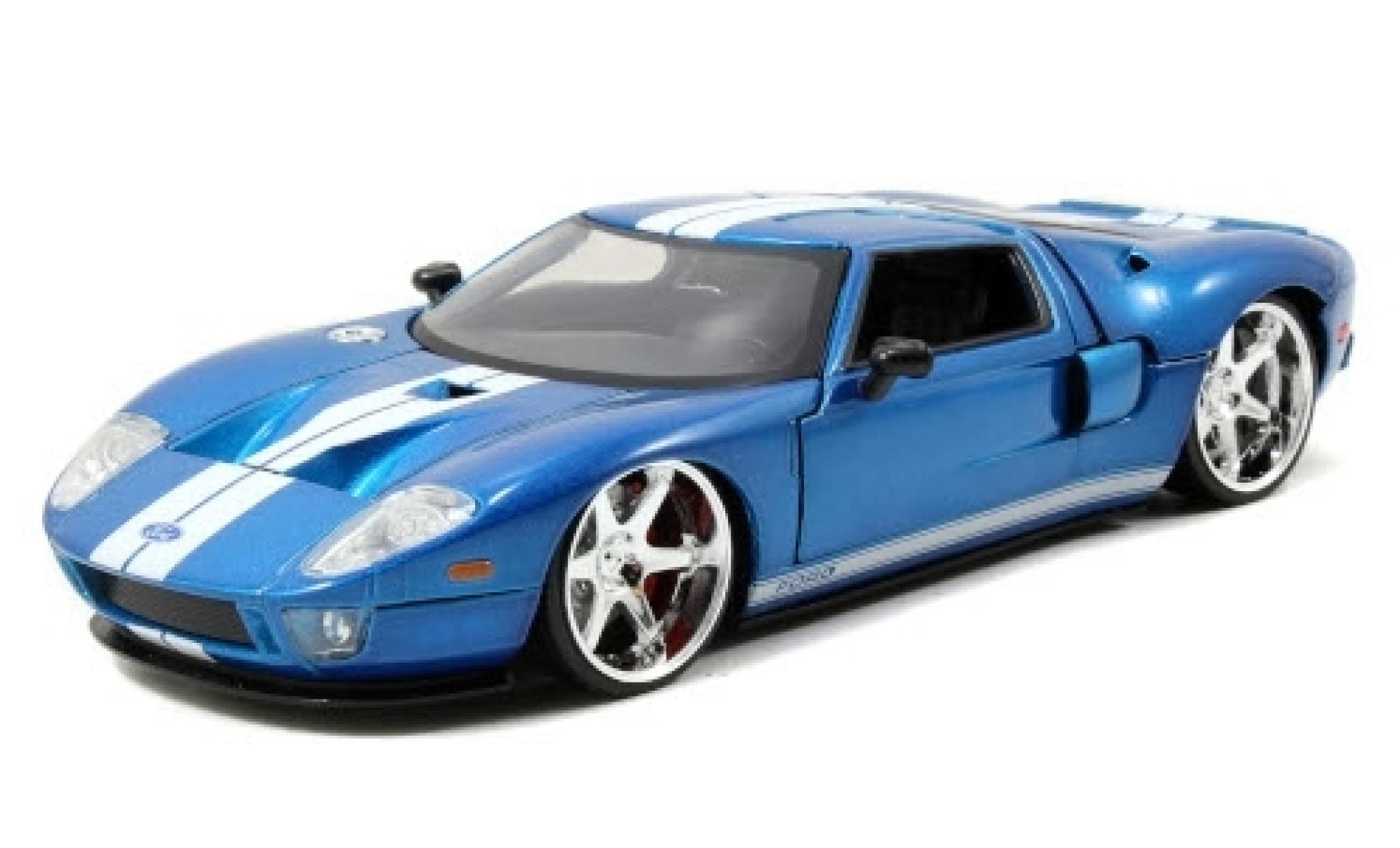 Ford GT 1/24 Jada Toys metallico blu/bianco Fast & Furious 2005 modellino in miniatura