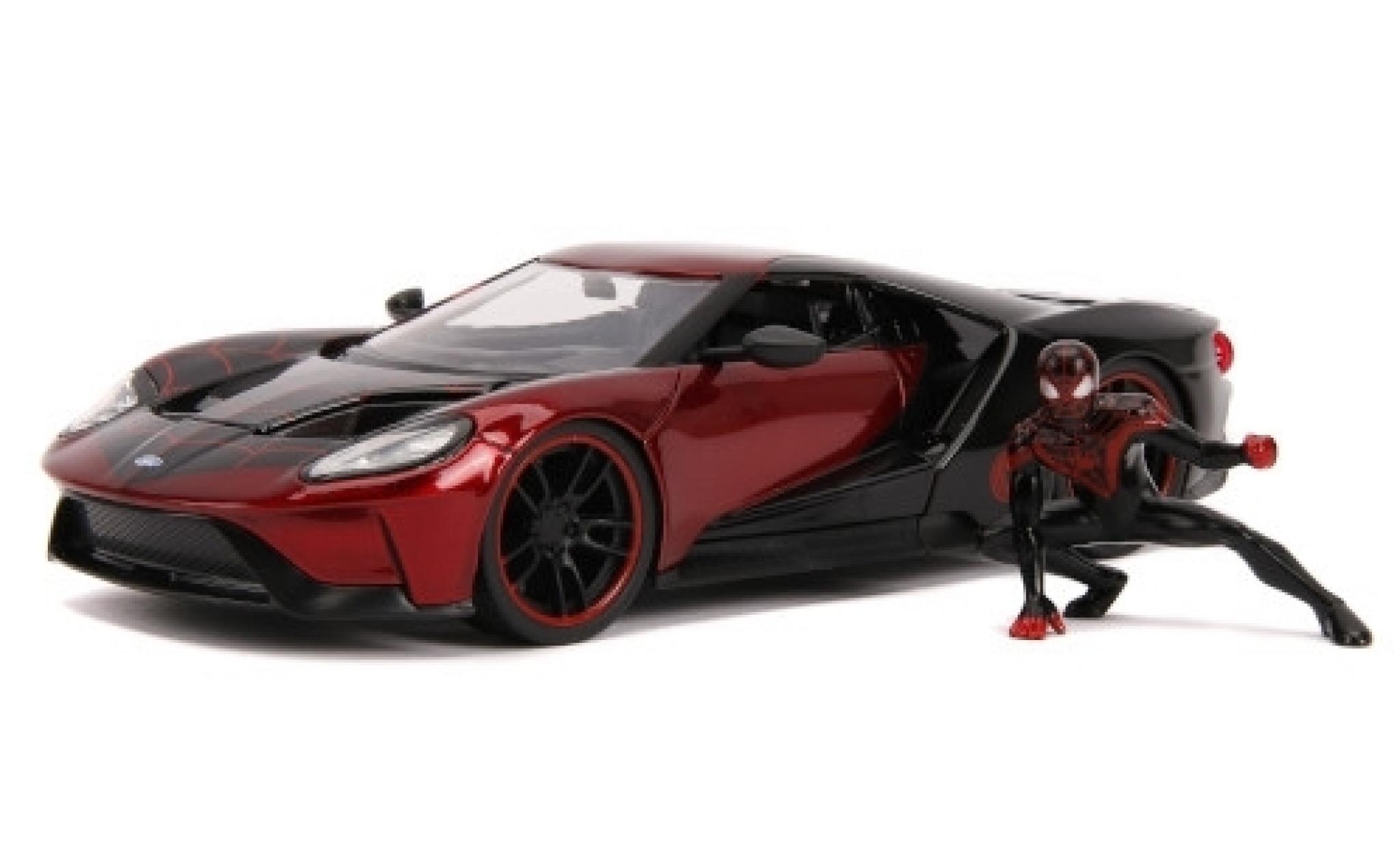 Ford GT 1/24 Jada Toys rosso/nero Spider-Man - Miles Morales 2017 mit Figur modellino in miniatura
