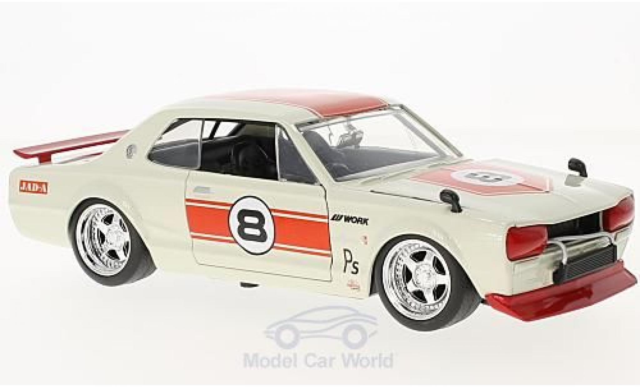 Nissan Skyline 1/24 Jada Toys 2000 GT-R (KPGC 10) bianco/rosso RHD 1971 modellino in miniatura