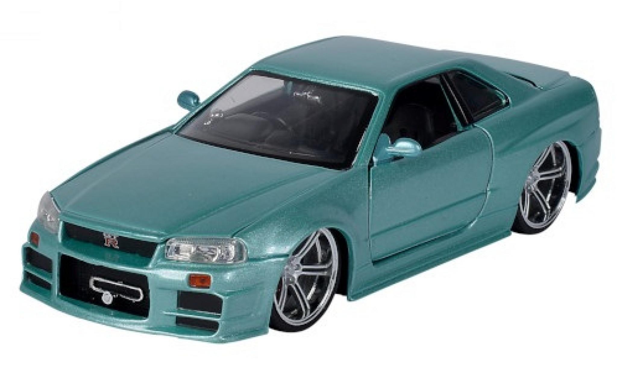 Nissan Skyline 1/24 Jada Toys GT-R (R34) metallico verde RHD Fast & Furious 2002 modellino in miniatura