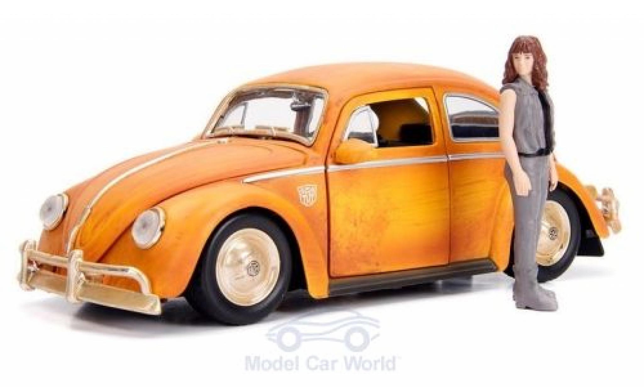 Volkswagen Beetle 1/24 Jada Toys Transformers Bumblebee mit Charlie Figur modellino in miniatura