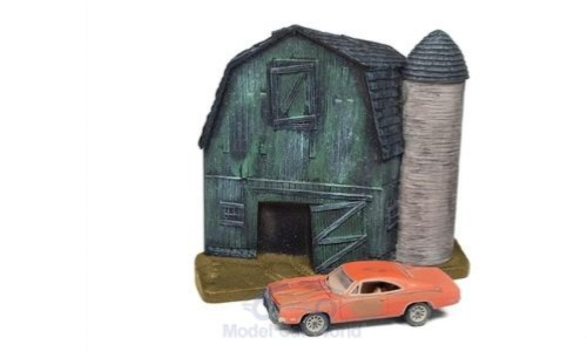 Dodge Charger 1/64 Johnny Lightning orange 1969 Barn Finds Series 4 Diorama mit Witterungsspuren modellino in miniatura