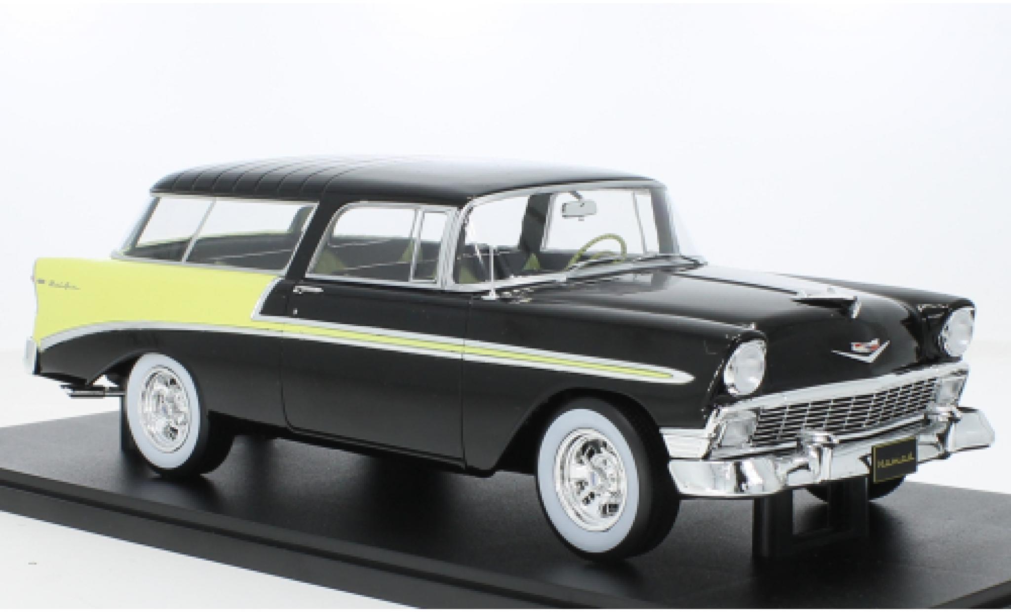 Chevrolet Bel Air 1/18 KK Scale Nomad Custom schwarz/gelb 1956 1:18 modellino in miniatura