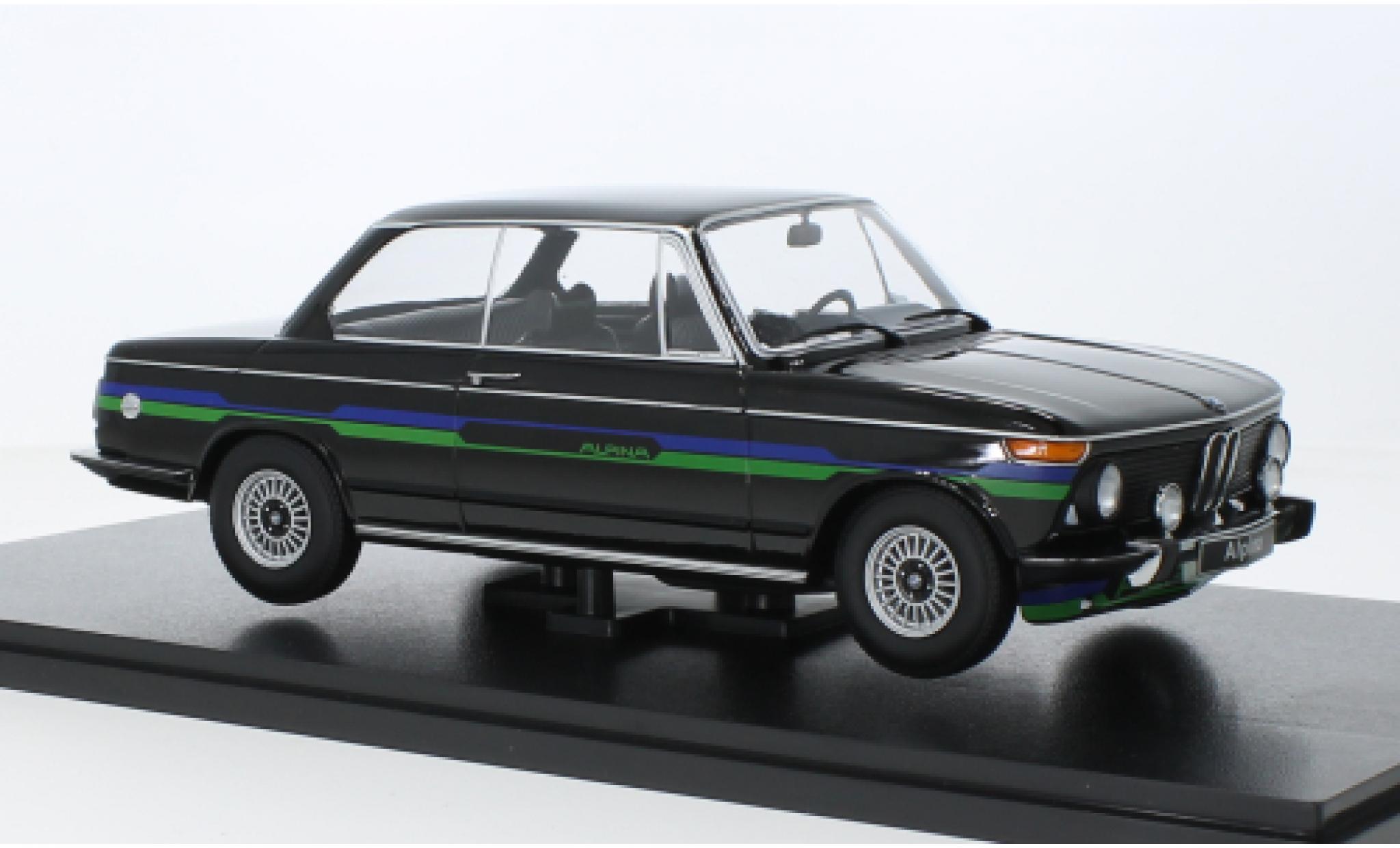 Bmw 2002 1/18 KK Scale Alpina nero/Décorer 1974 modellino in miniatura
