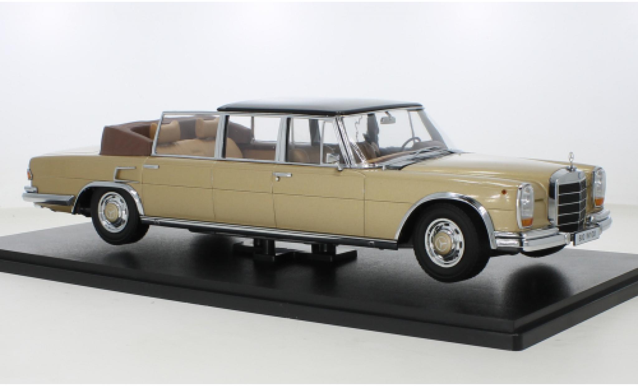 Mercedes 600 1/18 KK Scale (W100) Landaulet metallise beige/nero 1964 modellino in miniatura
