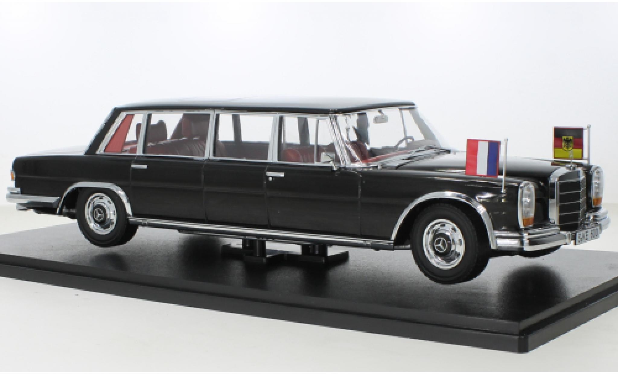 Mercedes 600 1/18 KK Scale (W100) Pullman metallise nero Brandt/Pompidou 1964 modellino in miniatura