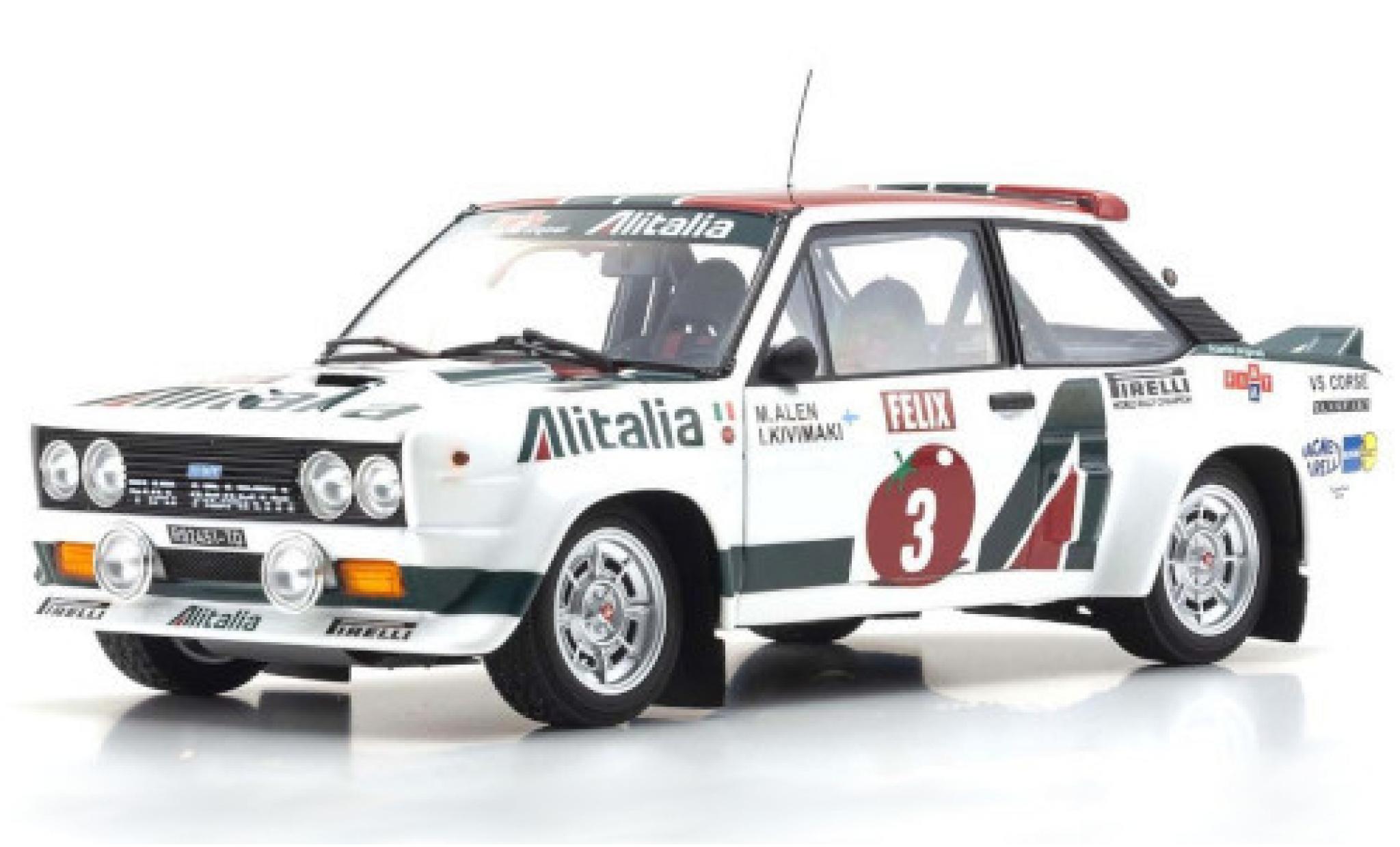 Fiat 131 1/18 Kyosho Abarth No.3 Alitalia Alitalia Rallye WM Rallye Finnland 1978 M.Alen/I.Kivimäki modellino in miniatura