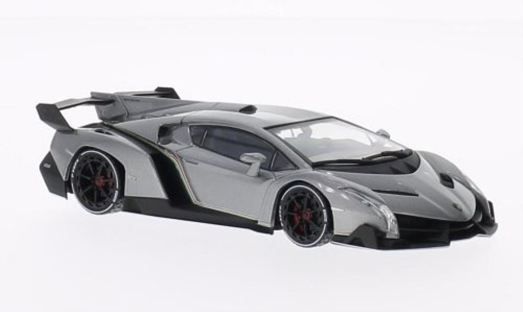 Lamborghini Veneno 1/43 Kyosho grigio mit biancoem Dekor-Streifen modellino in miniatura