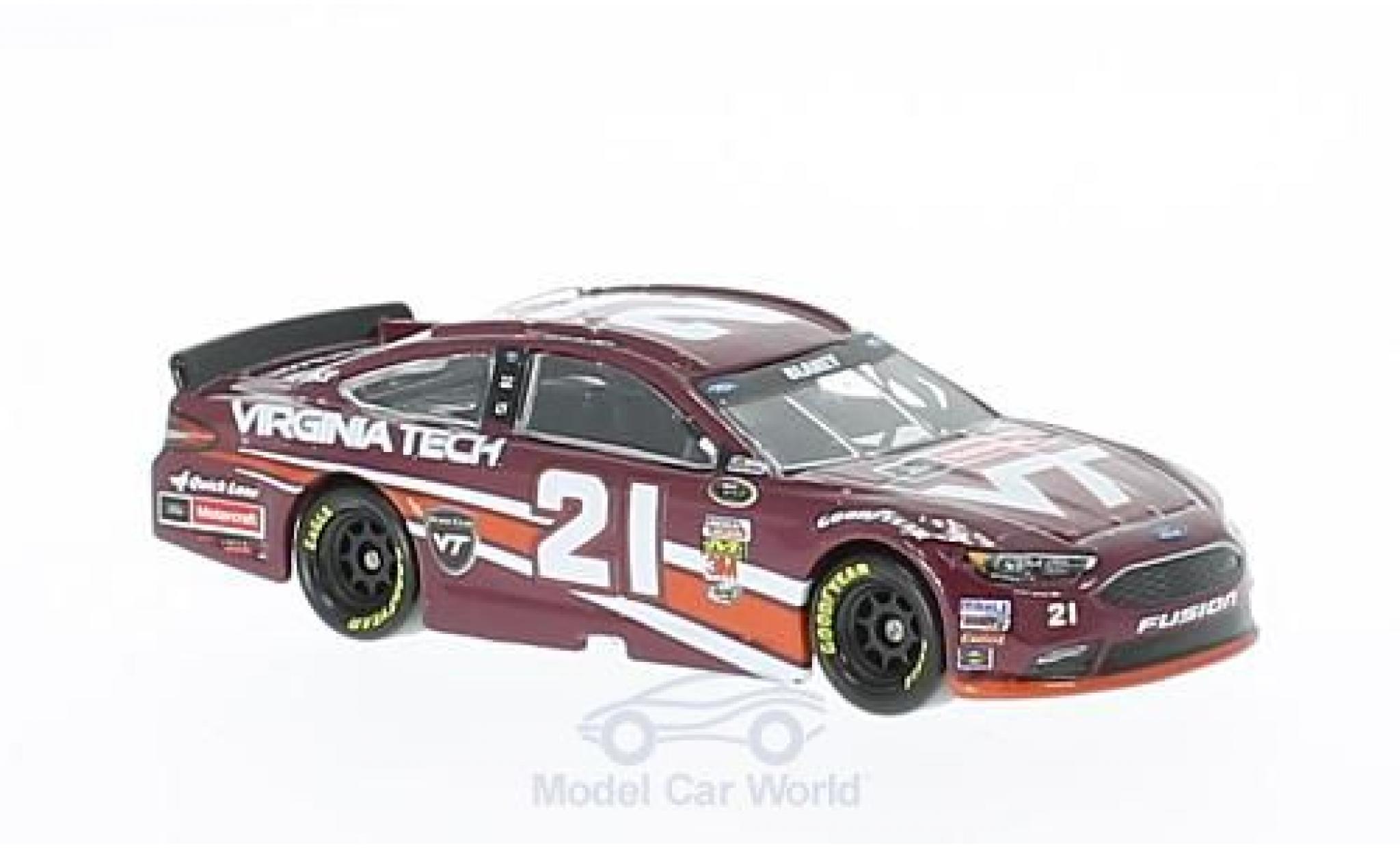 Ford Fusion 1/64 Lionel Racing No.21 Wood Brossohers Virginia Tech Nascar 2016 R.Blaney ohne Vitrine modellino in miniatura