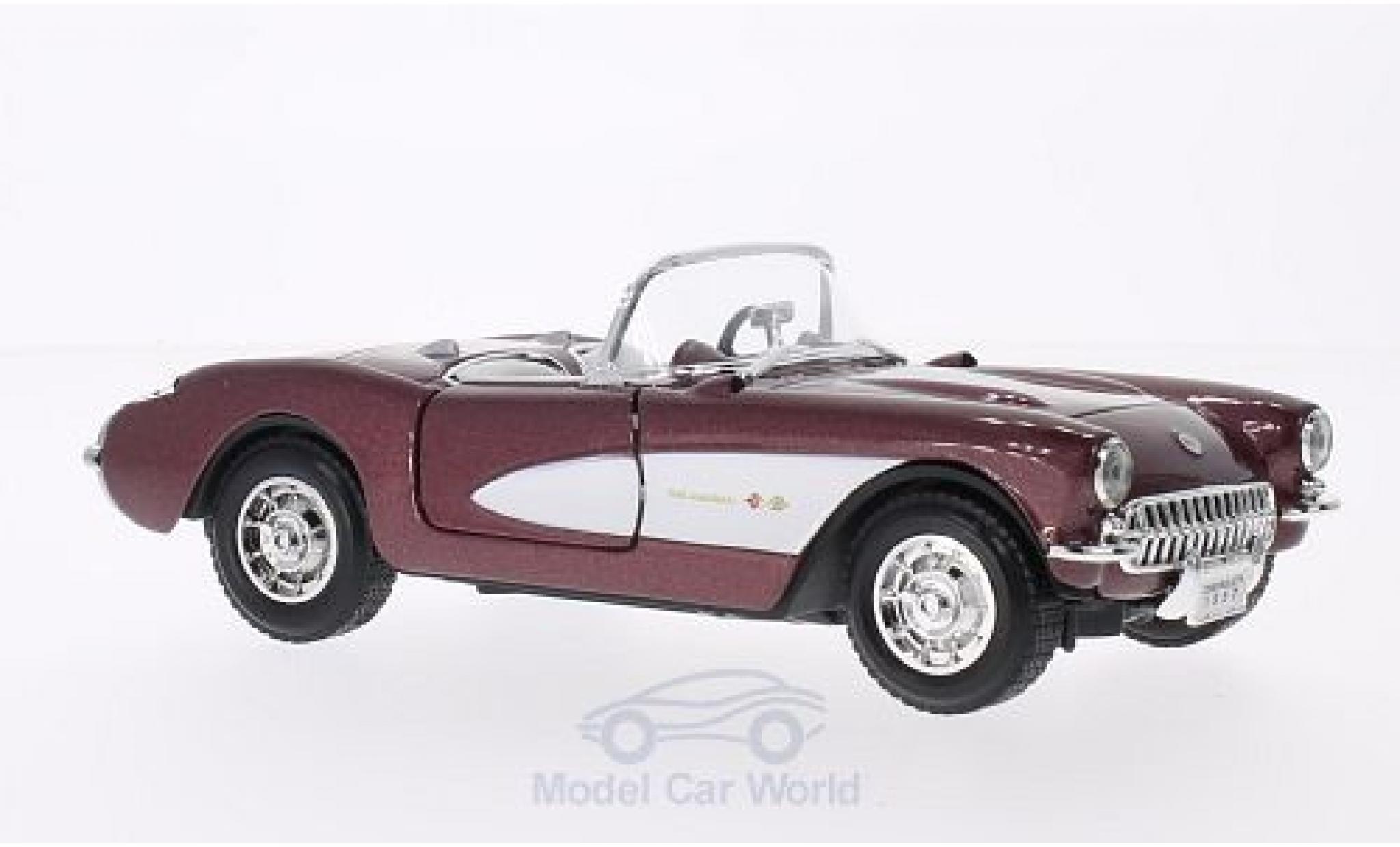 Chevrolet Corvette C1 1/24 Lucky Die Cast metallico rosso/bianco 1957 modellino in miniatura