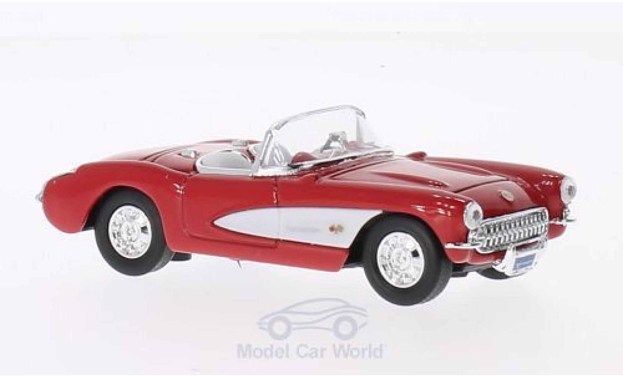 Chevrolet Corvette 1/43 Lucky Die Cast rosso/bianco 1957 ohne Vitrine modellino in miniatura