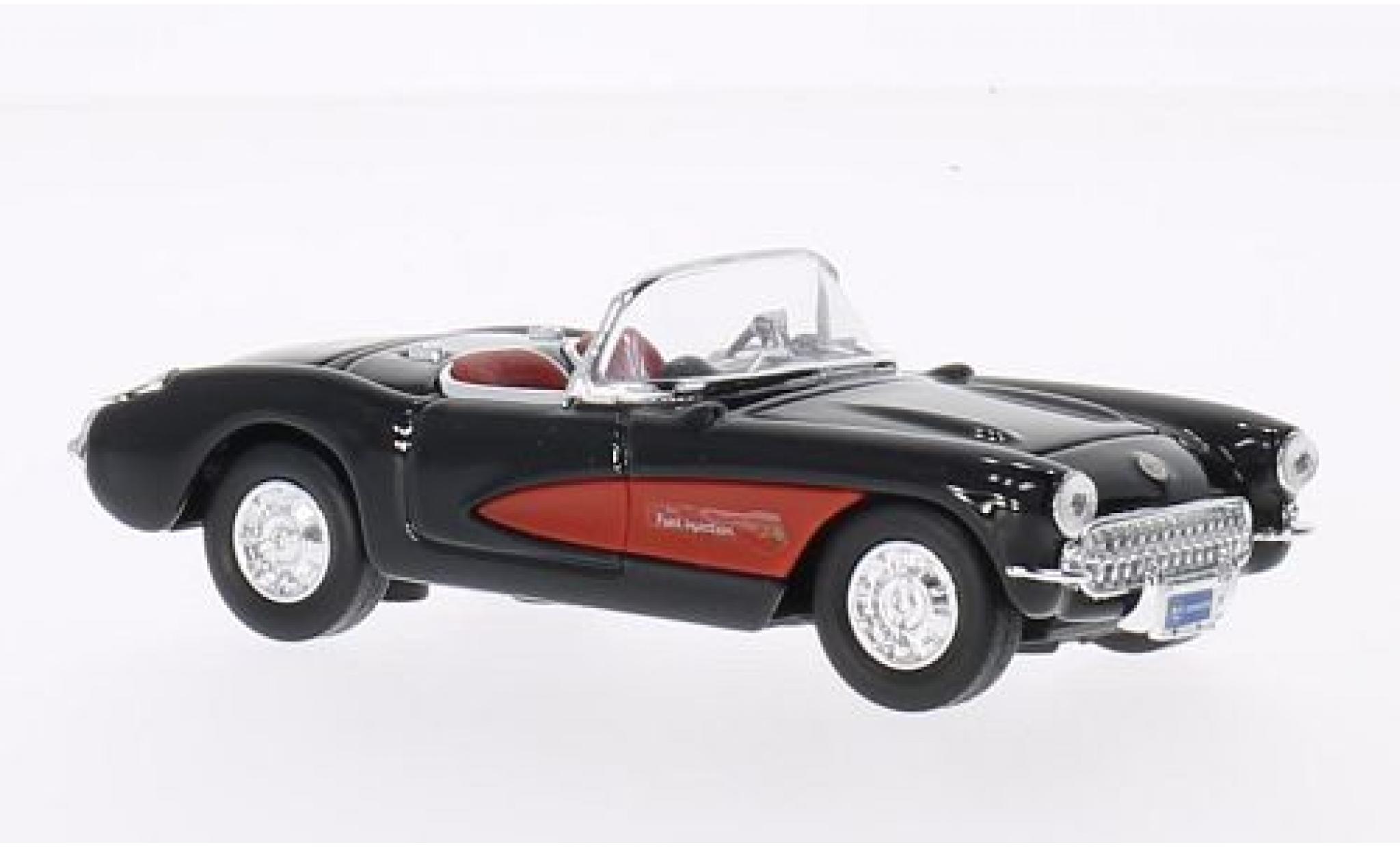 Chevrolet Corvette 1/43 Lucky Die Cast nero/rosso 1957 sans Vitrine modellino in miniatura