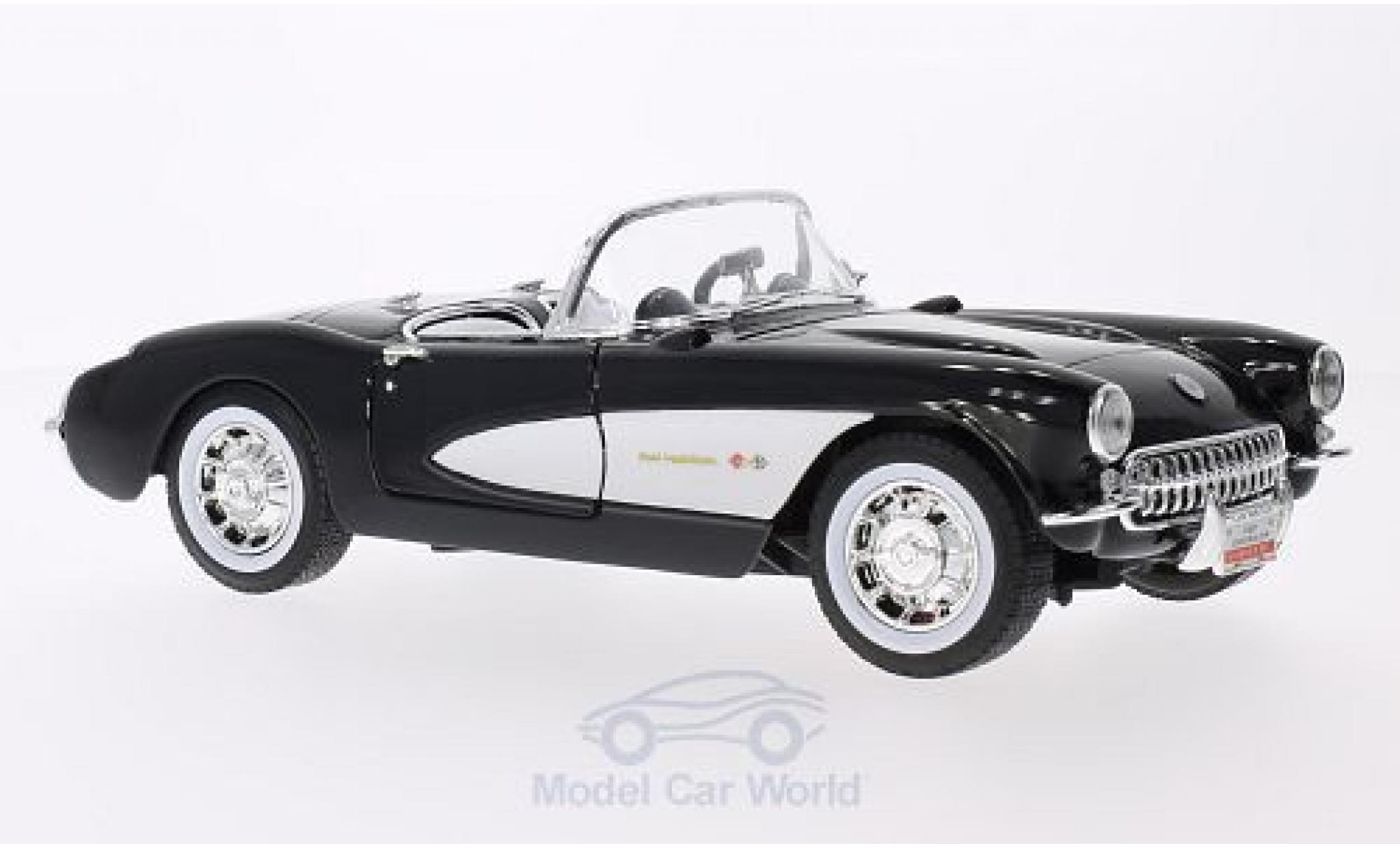 Chevrolet Corvette 1/18 Lucky Die Cast nero/bianco 1957 modellino in miniatura