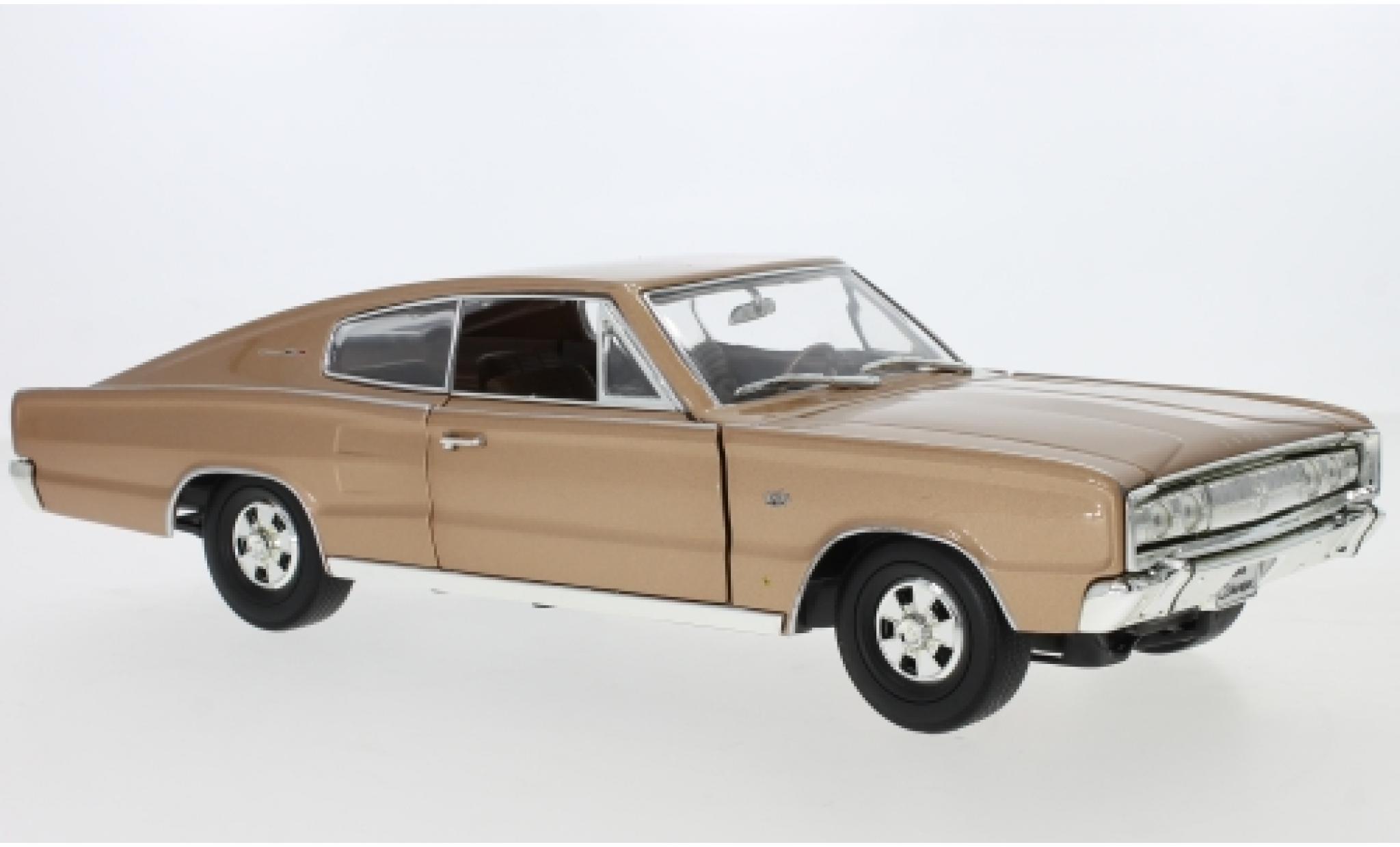 Dodge Charger 1/18 Lucky Die Cast metallico beige 1966 modellino in miniatura