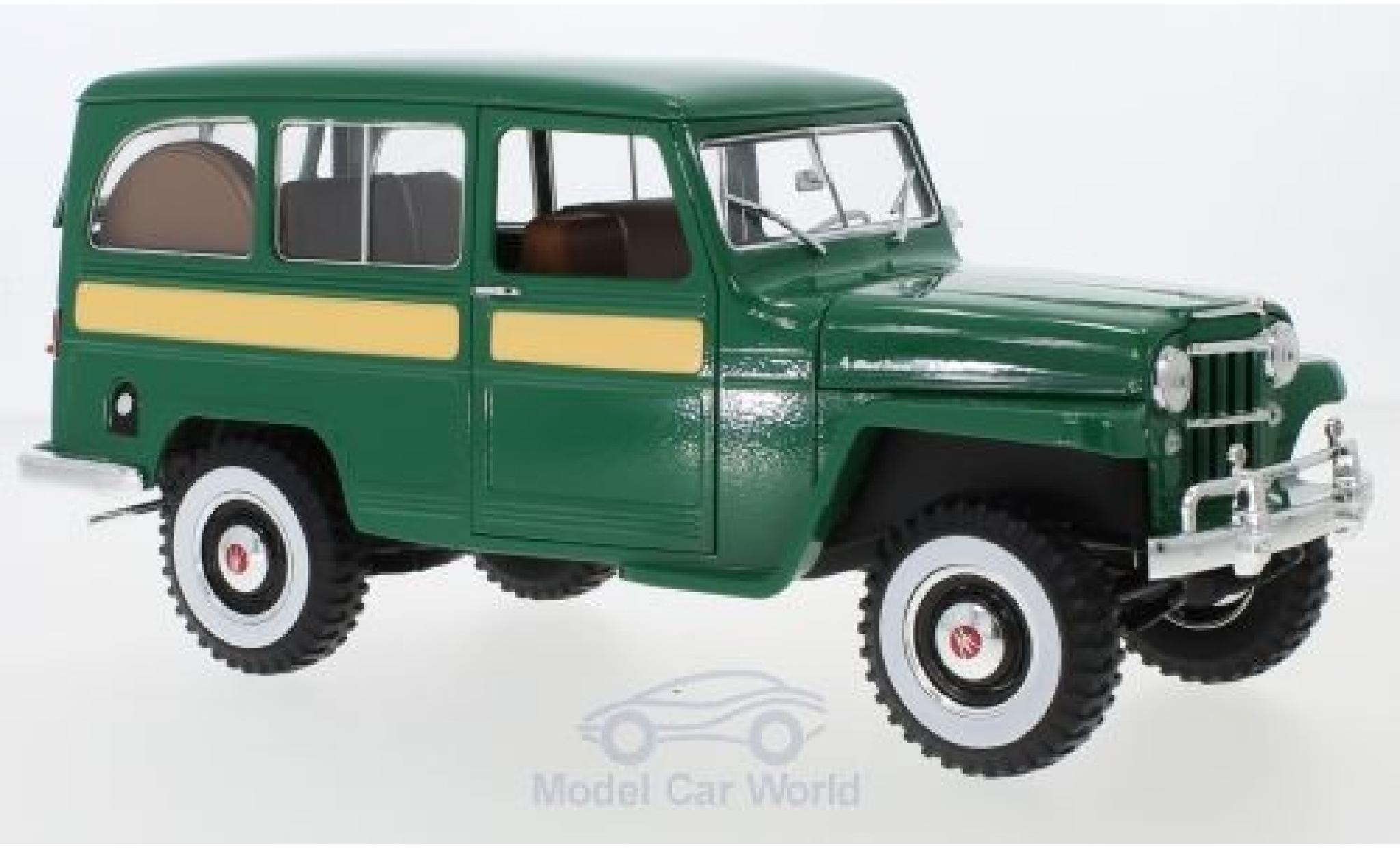 Jeep Willys 1/18 Lucky Die Cast Station Wagon verde 1955 modellino in miniatura