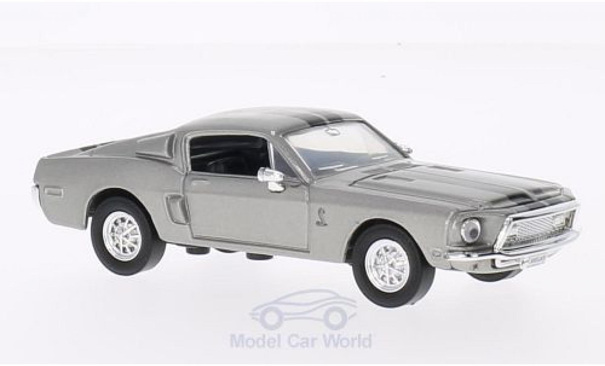 Shelby GT 500 1/43 Lucky Die Cast -KR mit neroen Streifen grigio 1968 ohne Vitrine modellino in miniatura