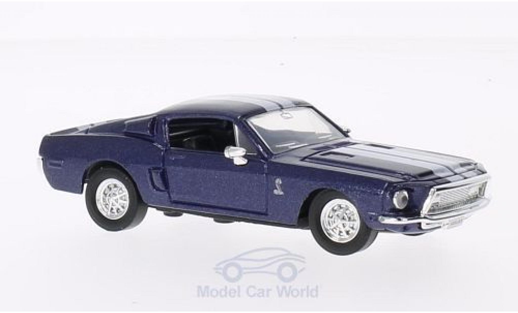 Shelby GT 500 1/43 Lucky Die Cast -KR mit biancoen Streifen metallico blu 1968 ohne Vitrine modellino in miniatura