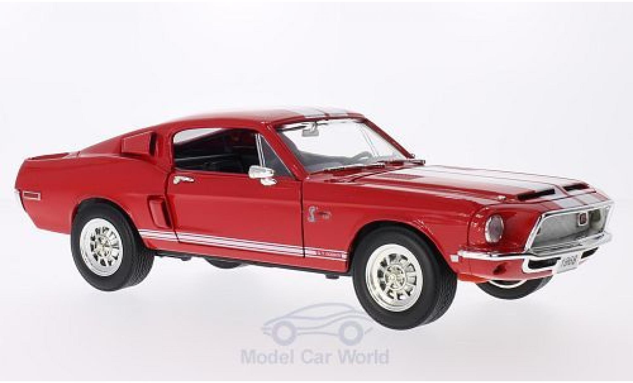 Shelby GT 1/18 Lucky Die Cast -500KR rosso 1968 mit biancoen Streifen modellino in miniatura
