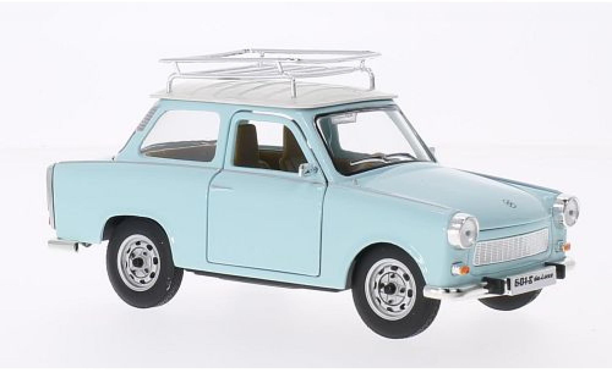 Trabant 601 1/24 Lucky Die Cast S Deluxe mit Dachgepäckträger blu/bianco modellino in miniatura