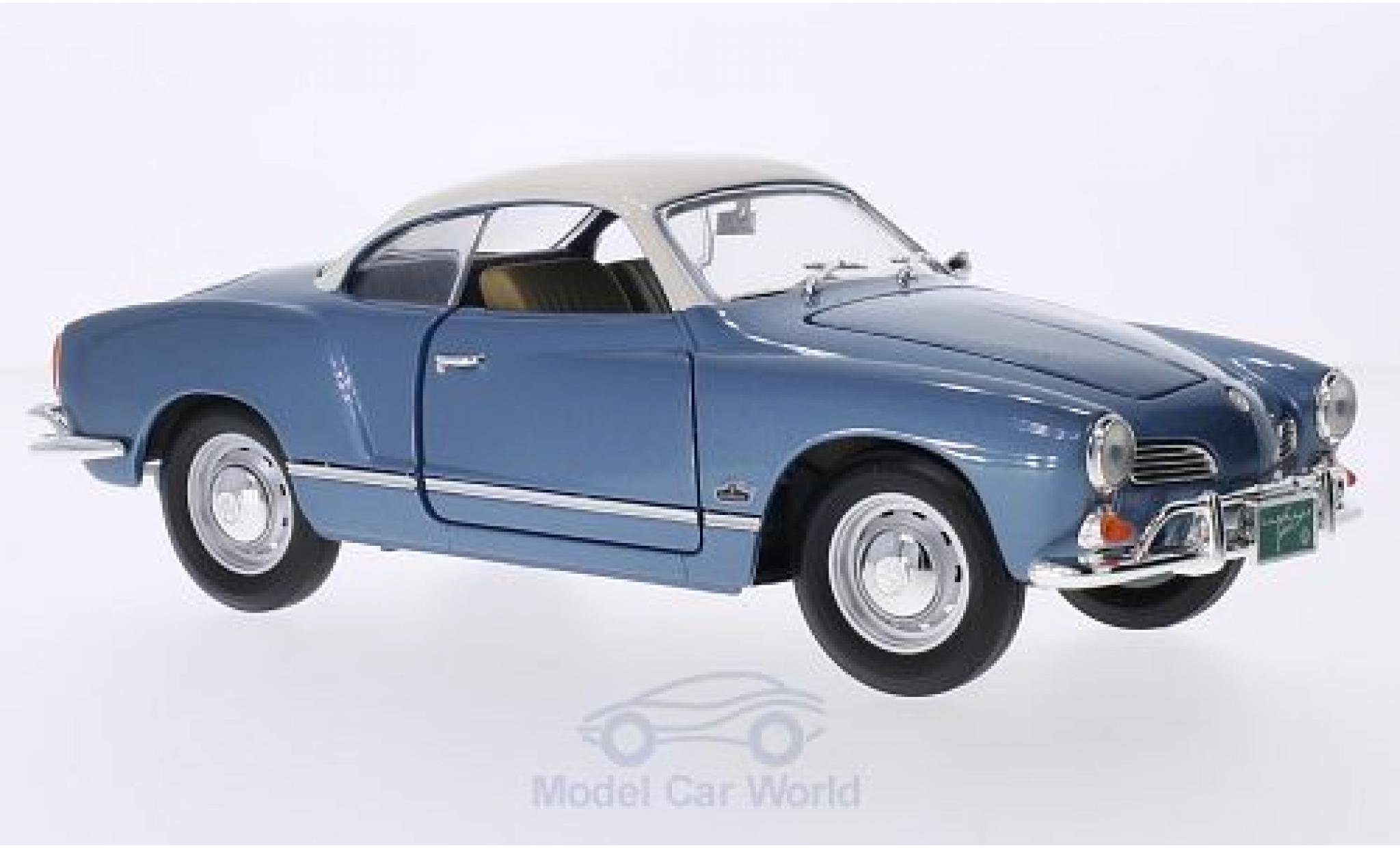 Volkswagen Karmann 1/18 Lucky Die Cast Ghia metallico blu/bianco 1966 modellino in miniatura
