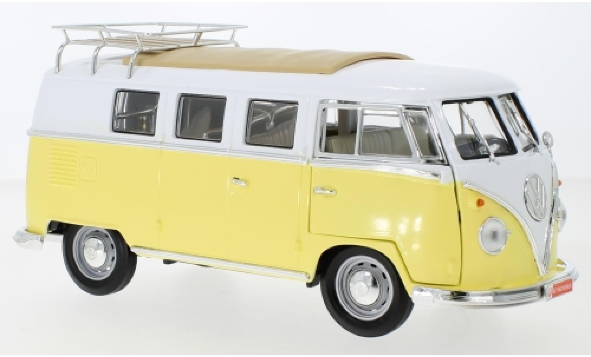 Volkswagen T1 1/18 Lucky Die Cast Kombi giallo/bianco 1962 avec Rack de toit et plinthe modellino in miniatura