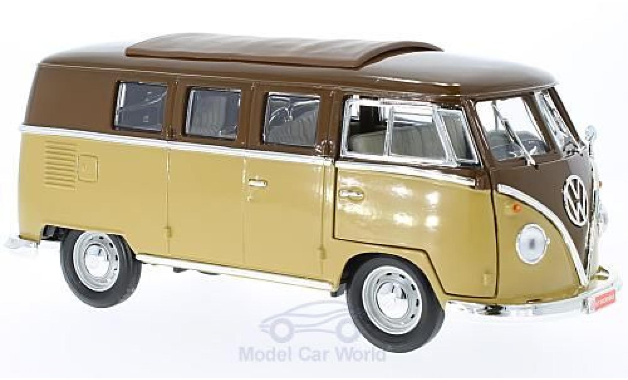 Volkswagen T1 B 1/18 Lucky Die Cast Microbus marroneee/beige 1962 modellino in miniatura