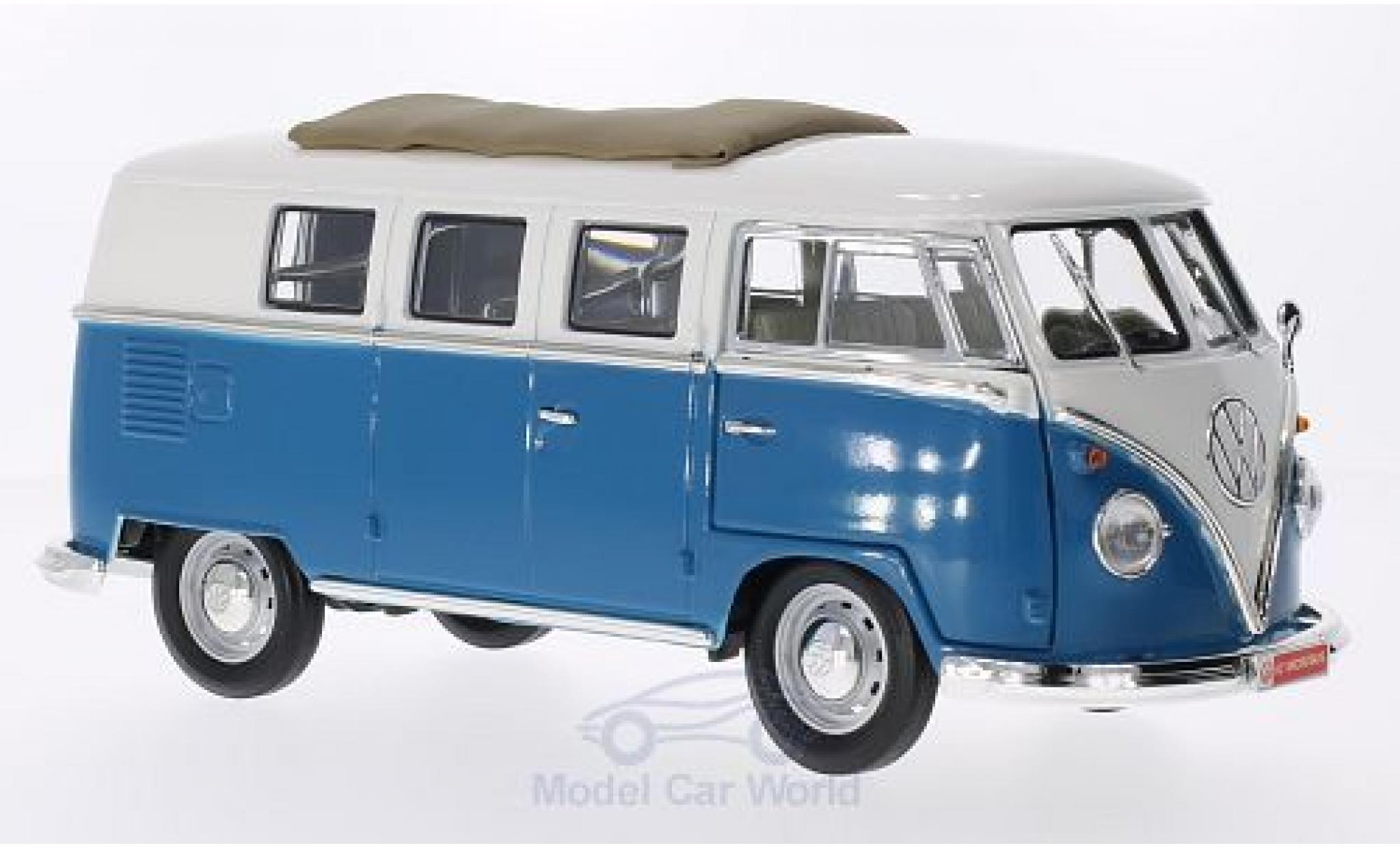 Volkswagen T1 B 1/18 Lucky Die Cast Microbus mit Faltdach blu/bianco 1962 modellino in miniatura