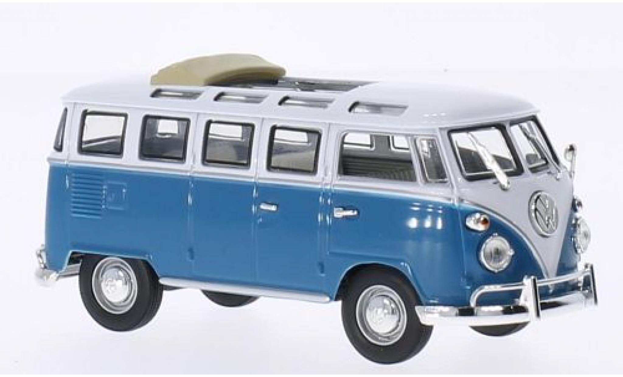 Volkswagen T1 1/43 Lucky Die Cast Samba Faltdach geöffnet blu/bianco 1962 modellino in miniatura