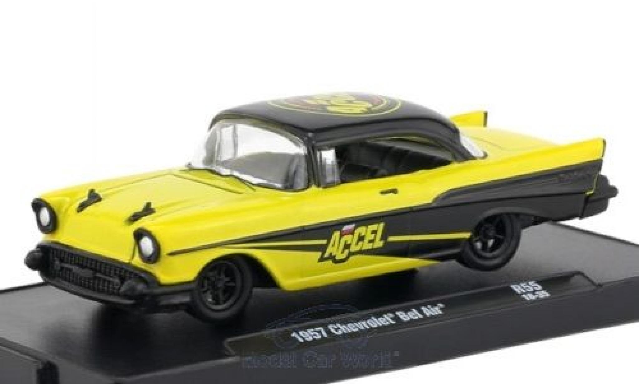 Chevrolet Bel Air 1957 1/64 M2 Machines giallo/nero 1957 modellino in miniatura