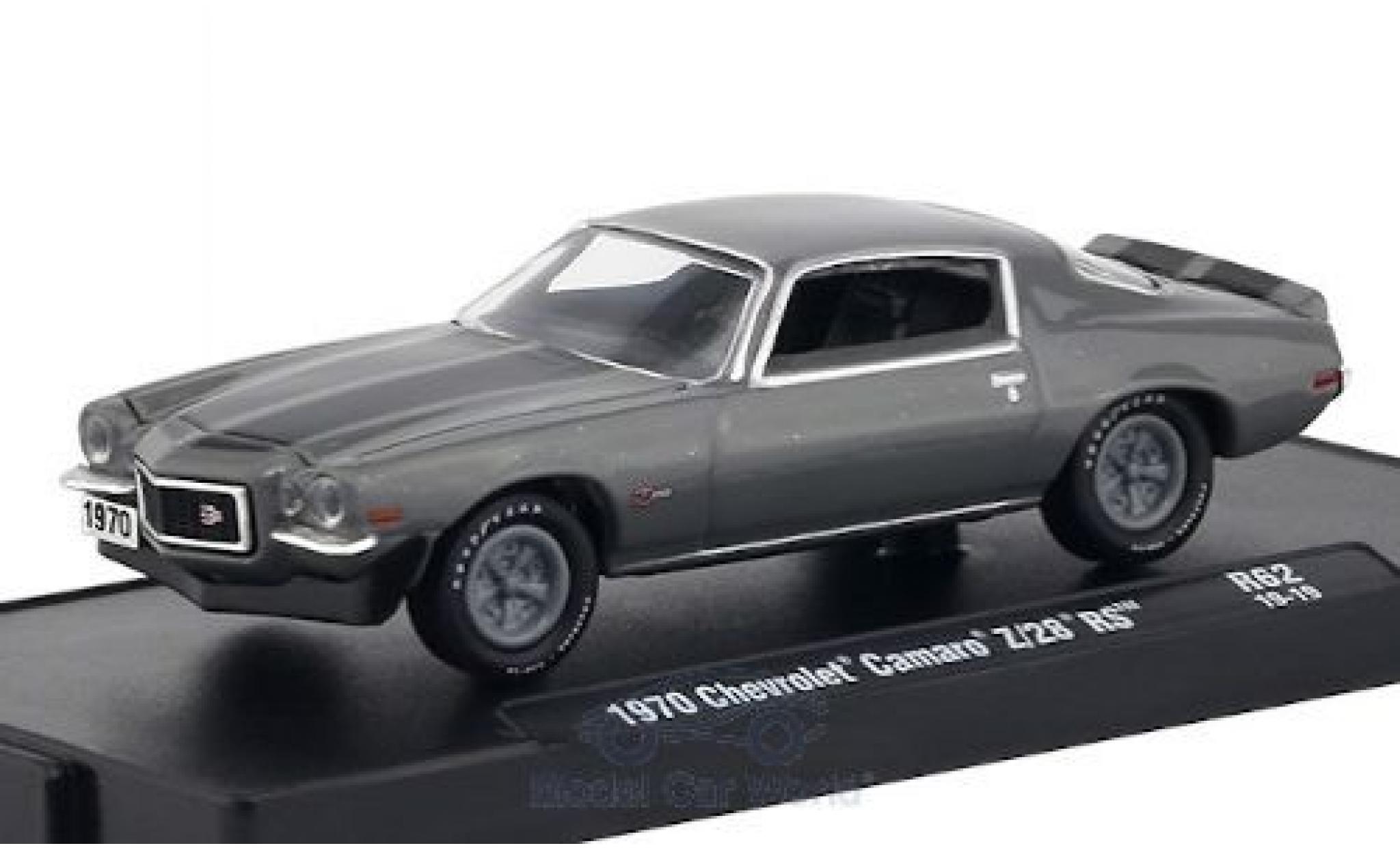 Chevrolet Camaro 1/64 M2 Machines Z/28 RS metallico grigio/nero 1970 modellino in miniatura