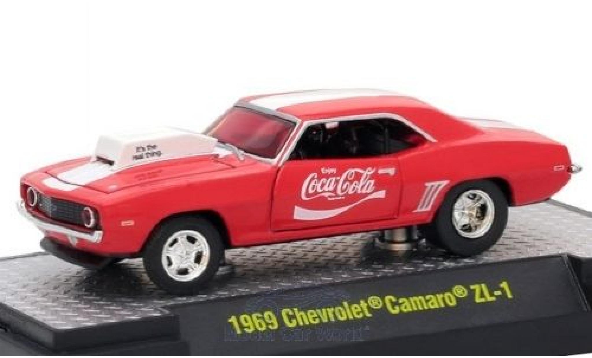 Chevrolet Camaro ZL1 1/64 M2 Machines ZL1 rosso/bianco Coca Cola 1969 modellino in miniatura