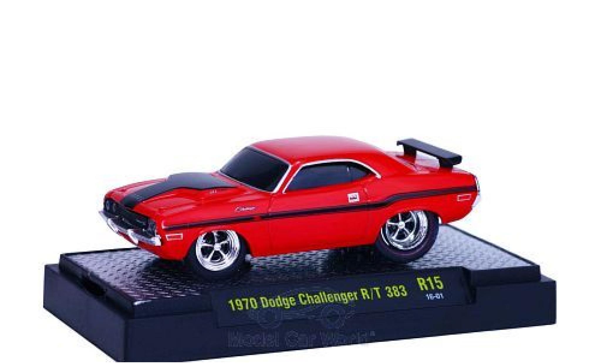 Dodge Challenger 1970 1/64 M2 Machines R/T 383 rosso/nero 1970 Ground Pounders modellino in miniatura