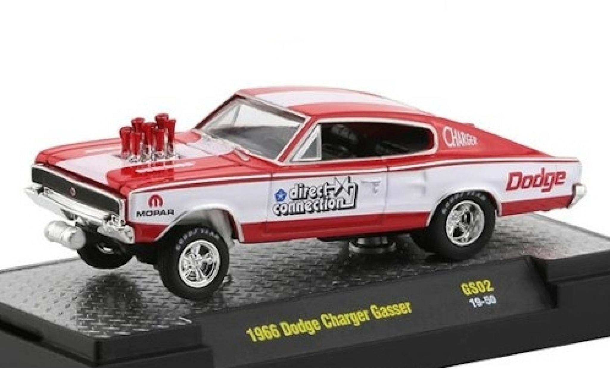 Dodge Charger 1/64 M2 Machines Gasser rosso/bianco Chrysler Direct Connection 1966 modellino in miniatura