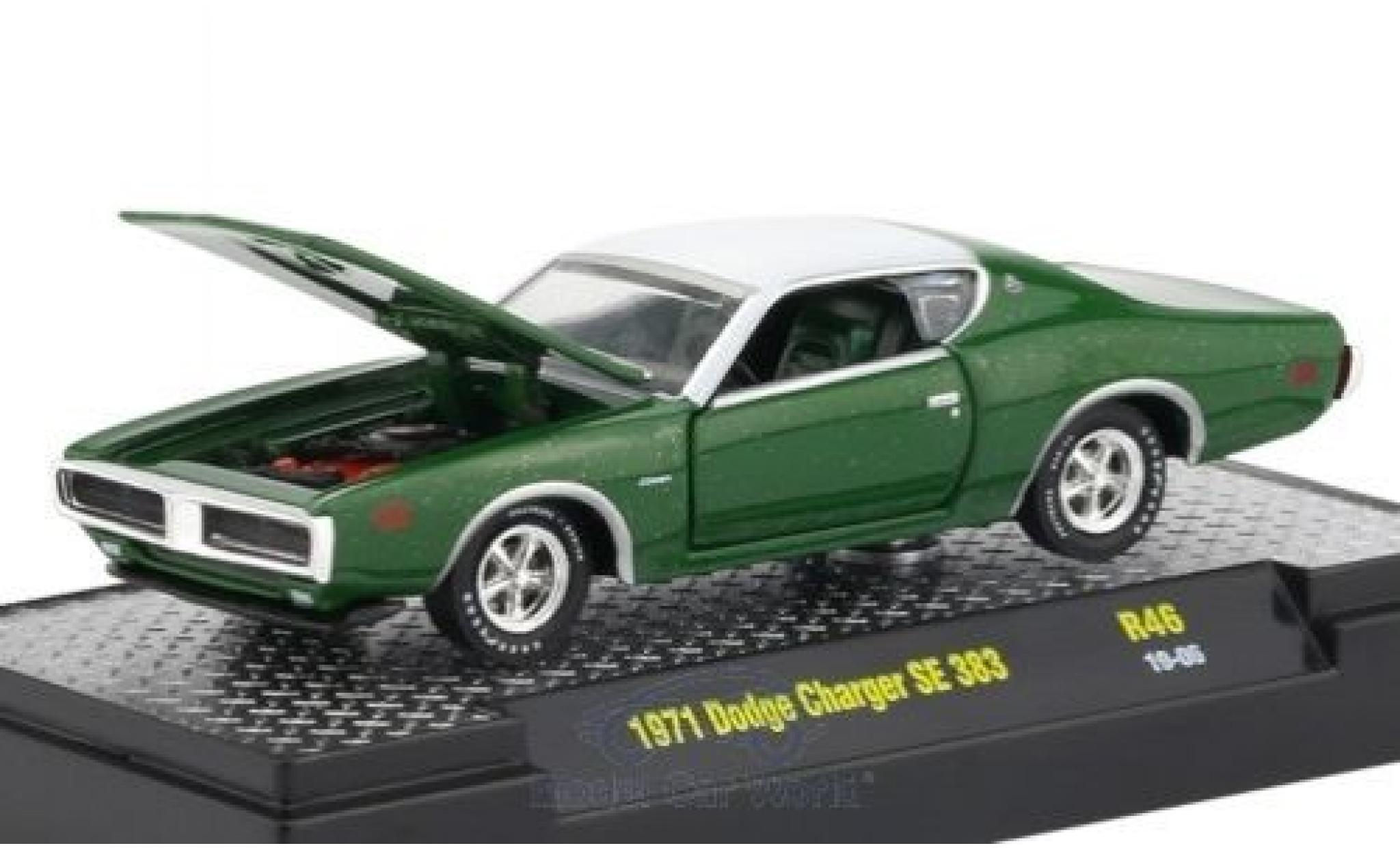 Dodge Charger 1/64 M2 Machines SE 383 verde/bianco 1971 modellino in miniatura