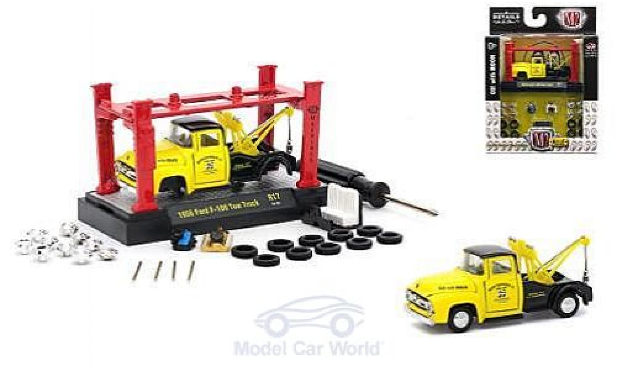 Ford F-1 1/64 M2 Machines 00 Tow Truck giallo/nero Moon Equipment Co. 1956 Model-Kit Bausatz inklusive 4 Ersatzrädern modellino in miniatura