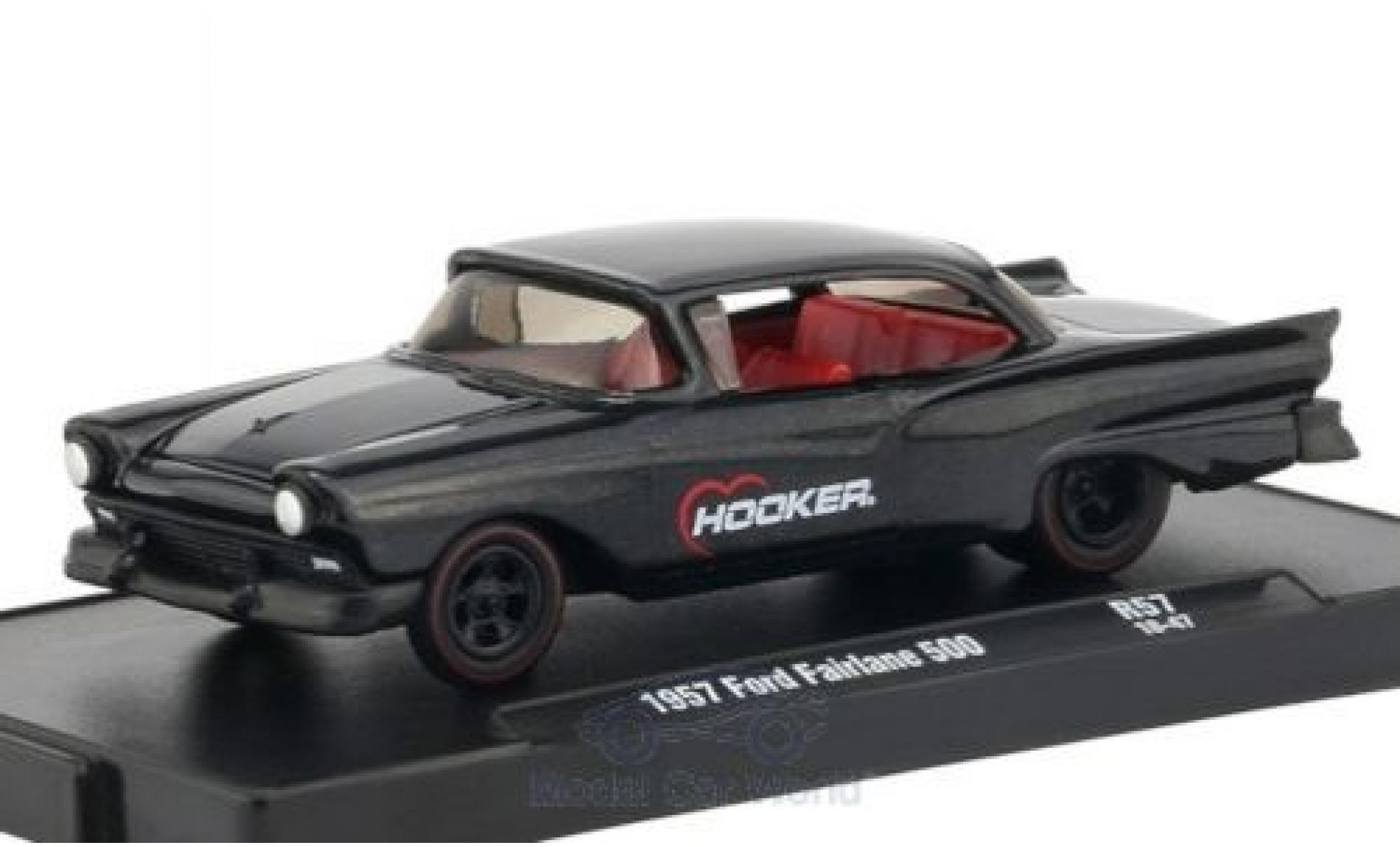 Ford Fairlane 1/64 M2 Machines 500 metallico anthrazit Hooker 1957 modellino in miniatura