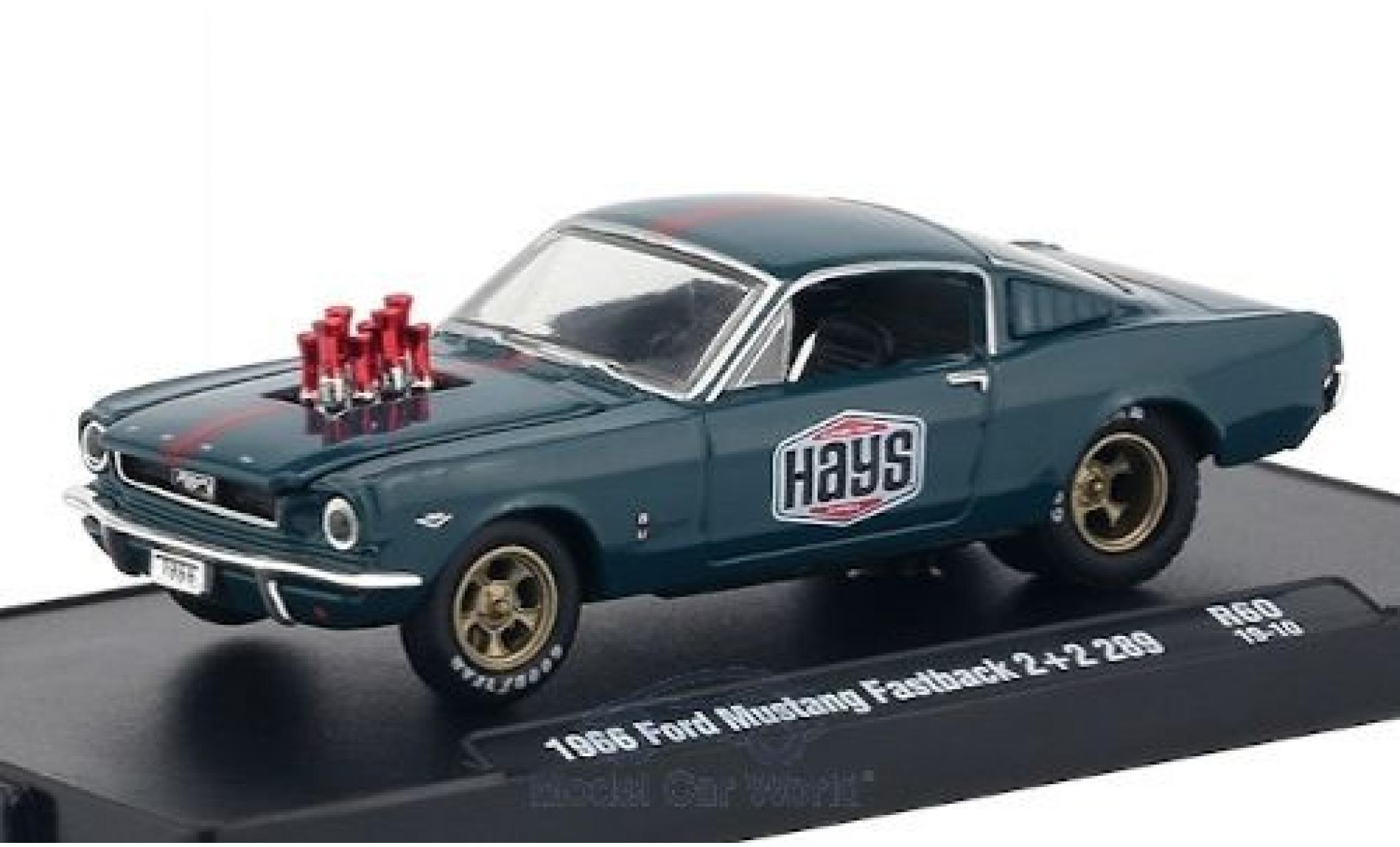Ford Mustang 1/64 M2 Machines Fastback 2+2 289 blu/matt-rosso Hays 1966 modellino in miniatura