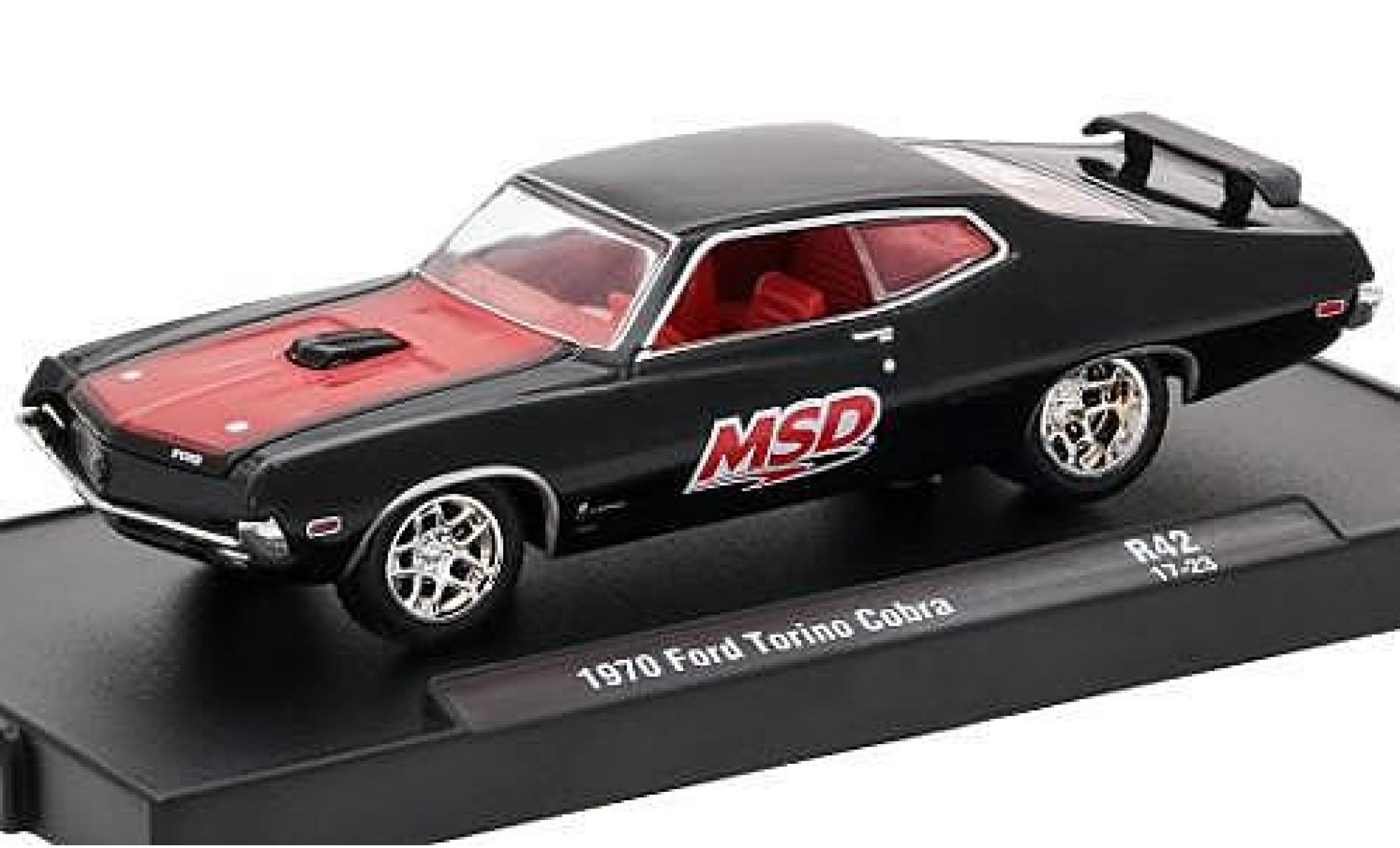Ford Torino 1/64 M2 Machines Cobra nero/rosso MSD 1970 voiture-Drivers Release 42 sans Vitrine modellino in miniatura