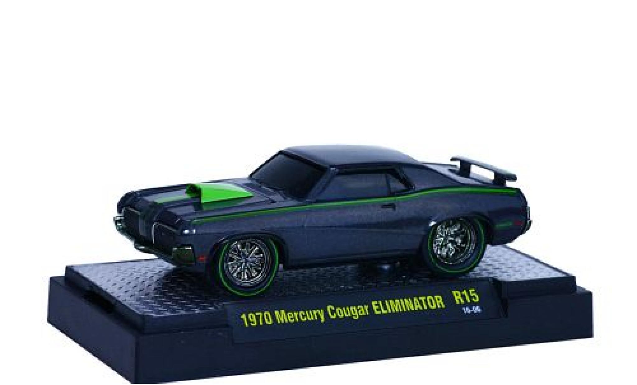 Mercury Cougar 1/64 M2 Machines Eliminator grigio/verde 1970 Ground Pounders modellino in miniatura