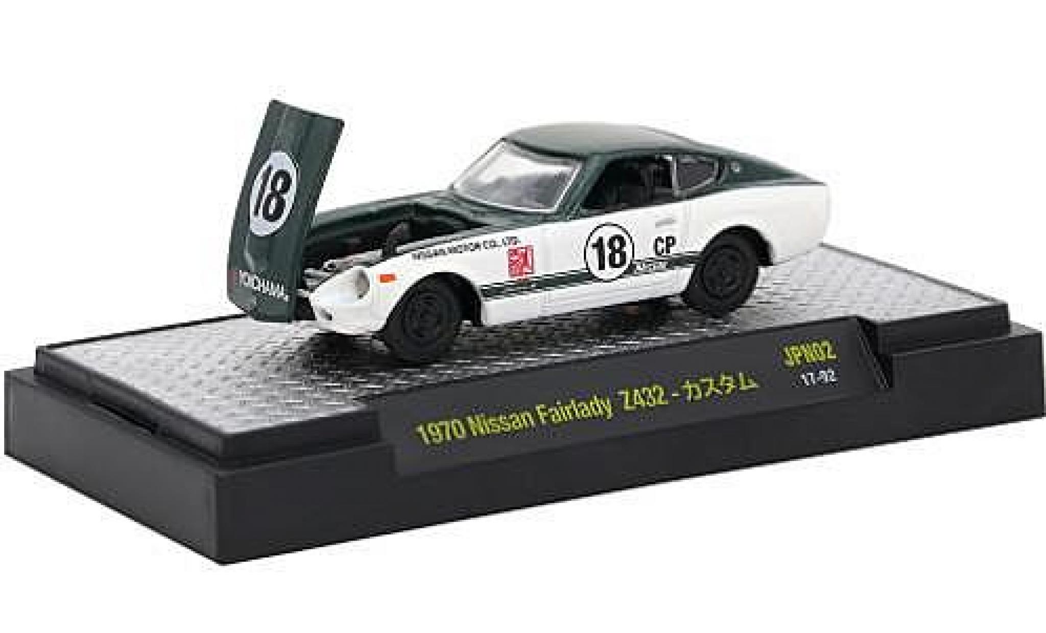 Nissan Fairlady Z 1/64 M2 Machines 432 metallico verde/bianco RHD 1970 Nr.18 modellino in miniatura