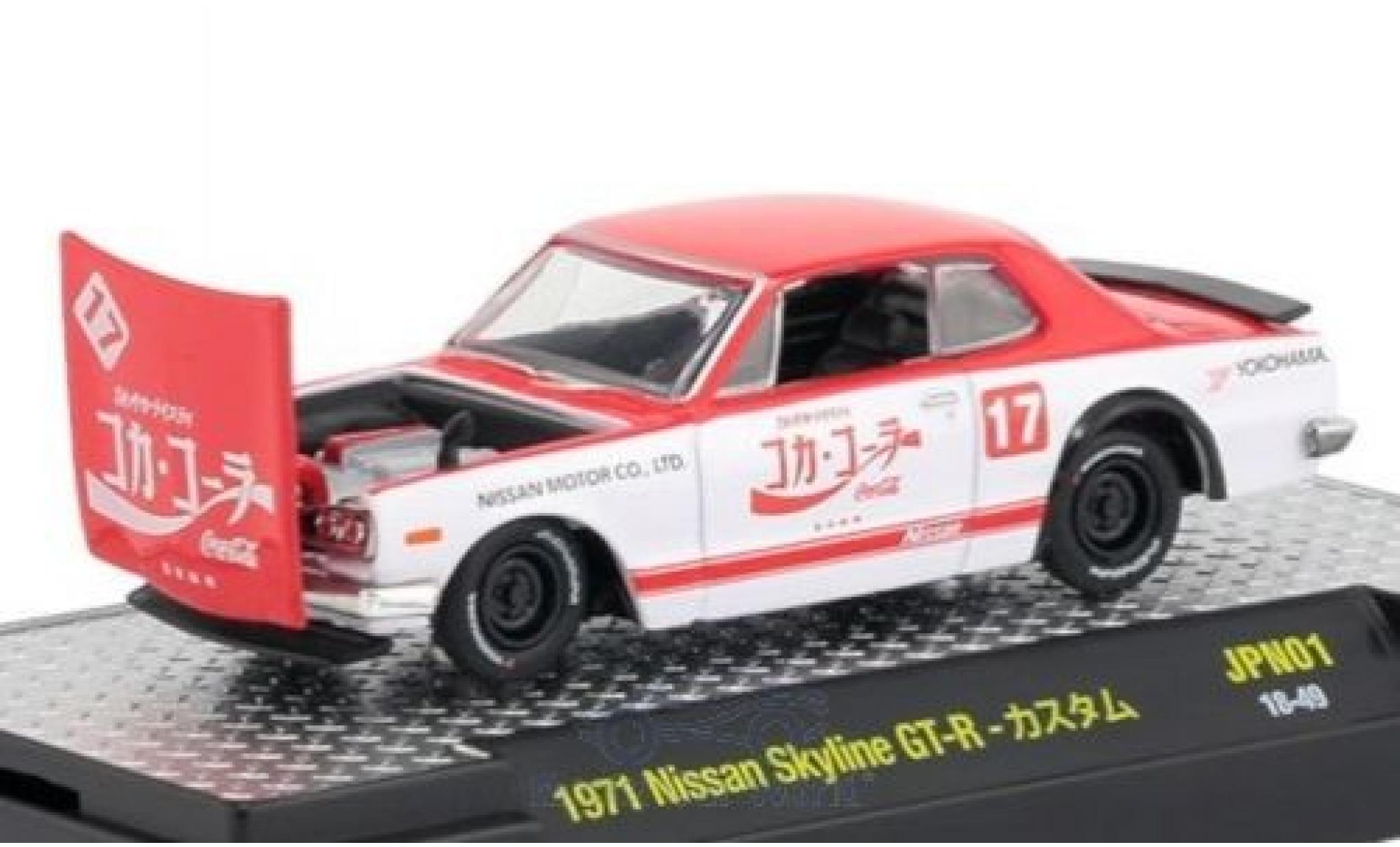 Nissan Skyline 1/64 M2 Machines GT-R rosso/bianco Coca Cola 1971 modellino in miniatura