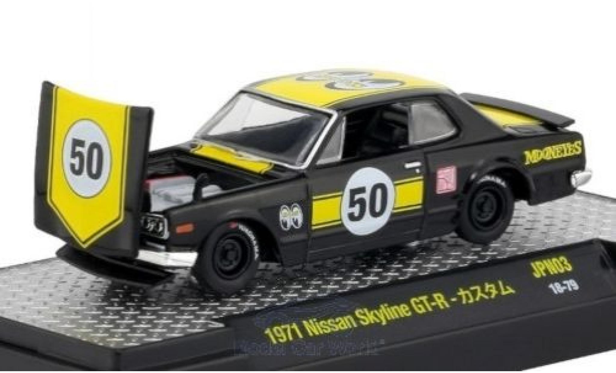 Nissan Skyline 1/64 M2 Machines GT-R nero/giallo 1971 modellino in miniatura