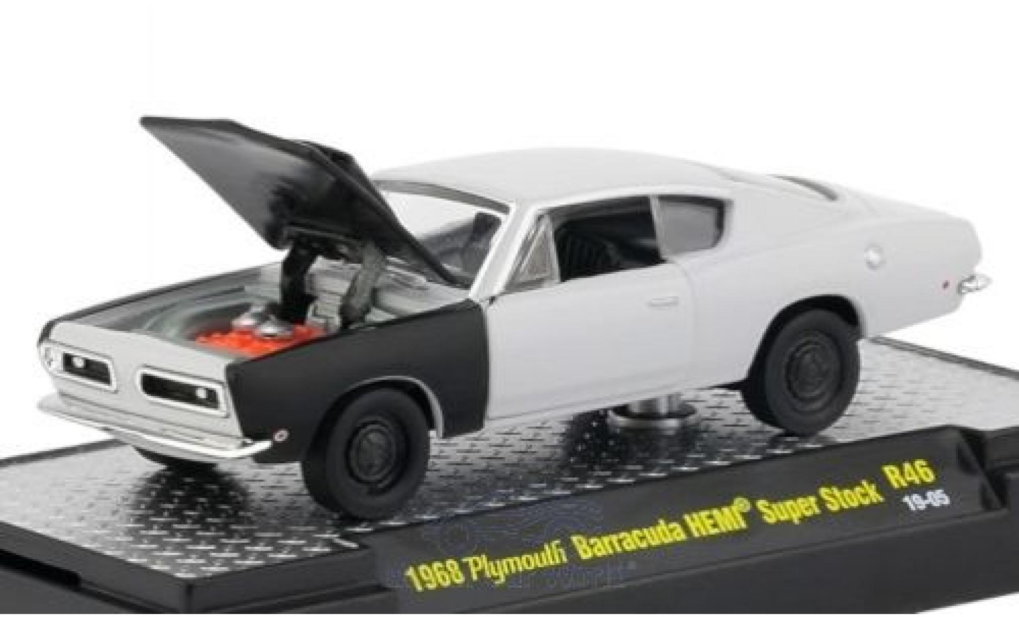 Plymouth Barracuda 1/64 M2 Machines HEMI Super Stock matt-grigio/matt-nero 1968 modellino in miniatura