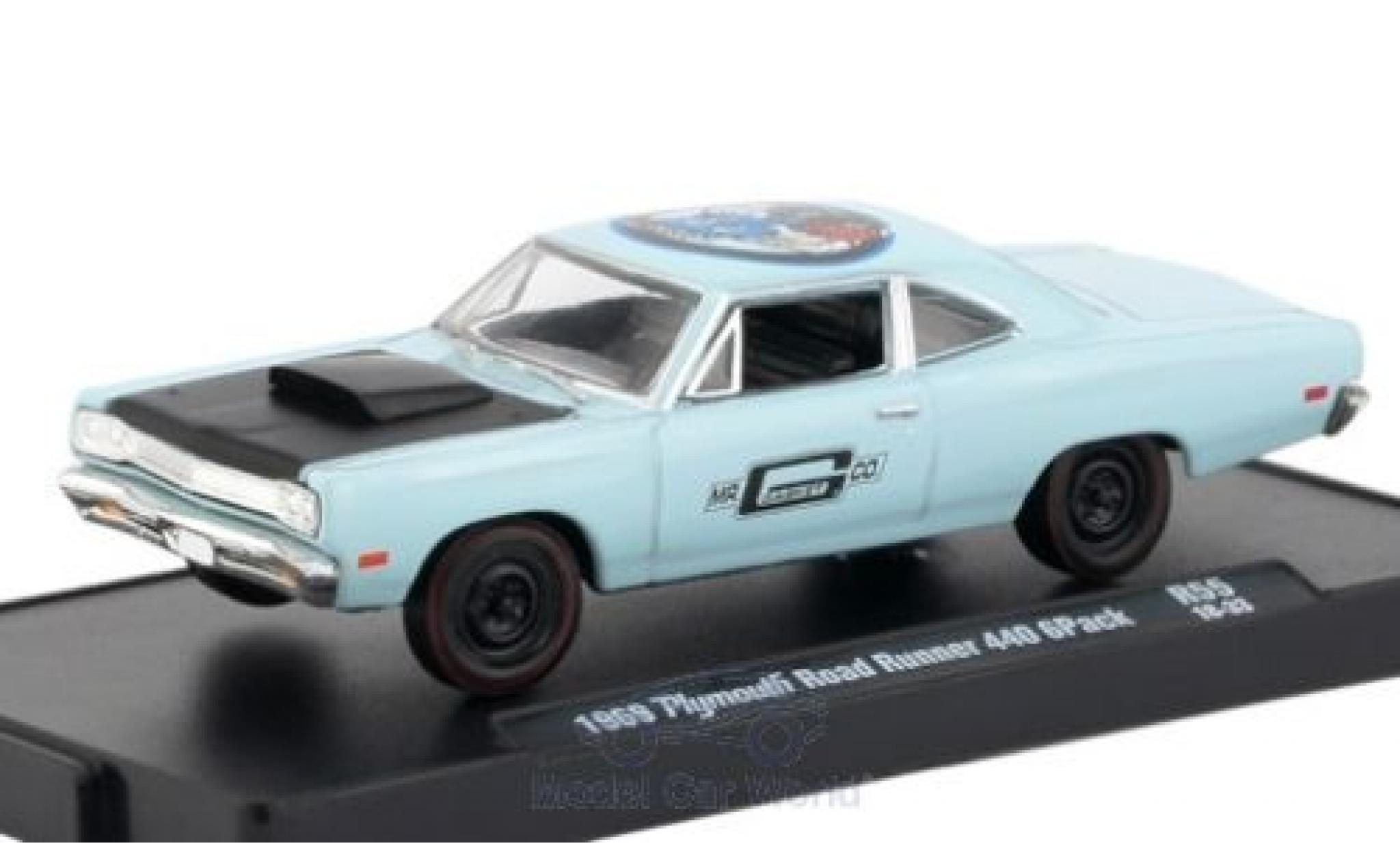 Plymouth Road Runner 1/64 M2 Machines 440 GPack blu/nero 1969 modellino in miniatura