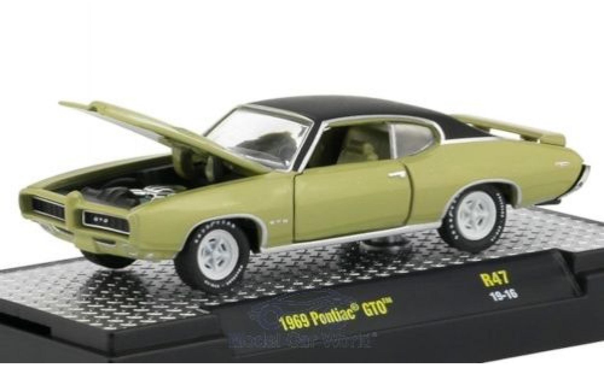 Pontiac GTO 1/64 M2 Machines metallico verde/matt-nero 1969 modellino in miniatura