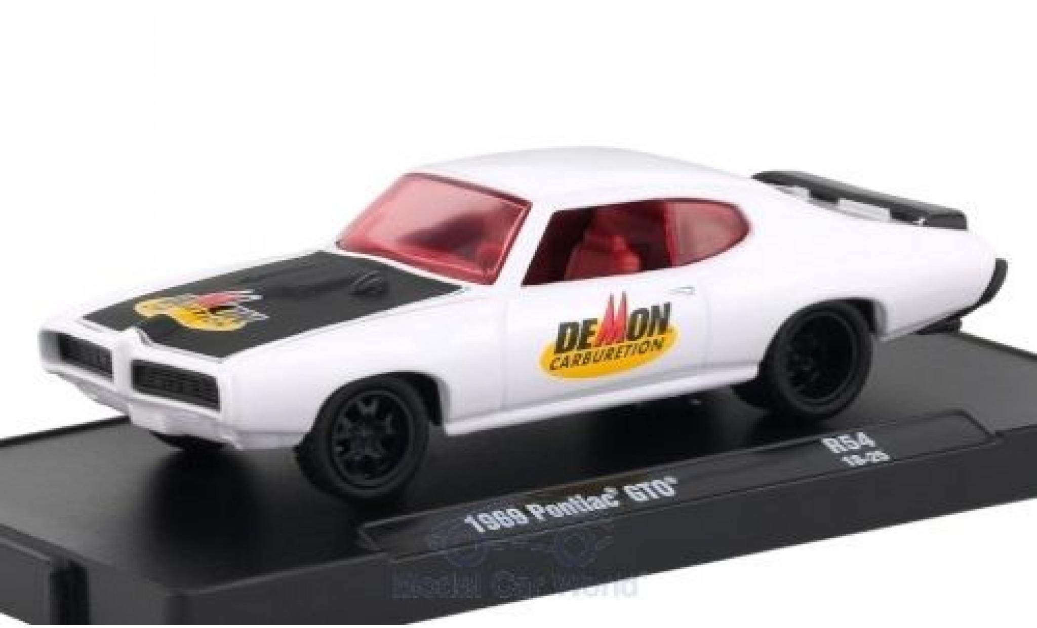 Pontiac GTO 1/64 M2 Machines bianco/nero 1969 modellino in miniatura