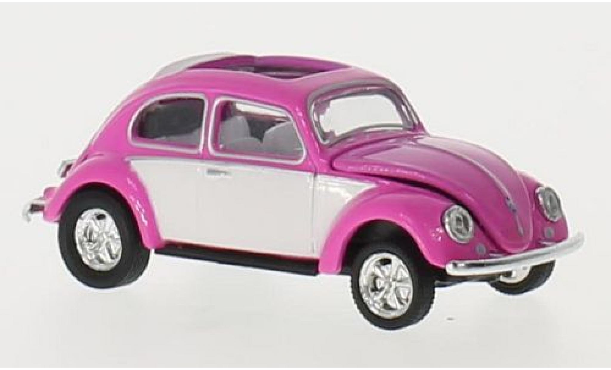 Volkswagen Beetle 1/64 M2 Machines Deluxe rosa/bianco U.S.A.Model 1953 ouvert toit modellino in miniatura